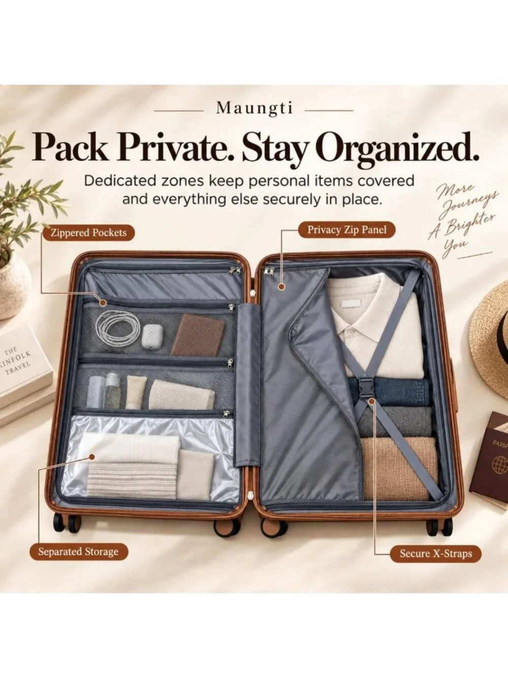 3-Piece Carry-On Luggage Set, Hard Shell Suitcase & Vintage Duffel Bag Combo